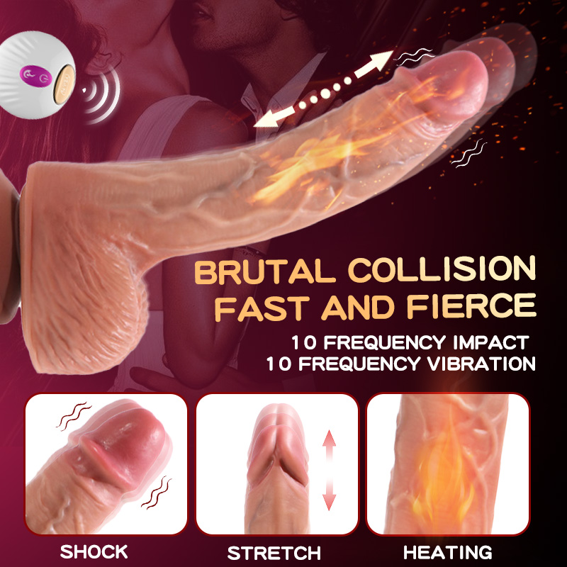 Wireless Auto Heated 9-speed Vibrating Silicone Dildo