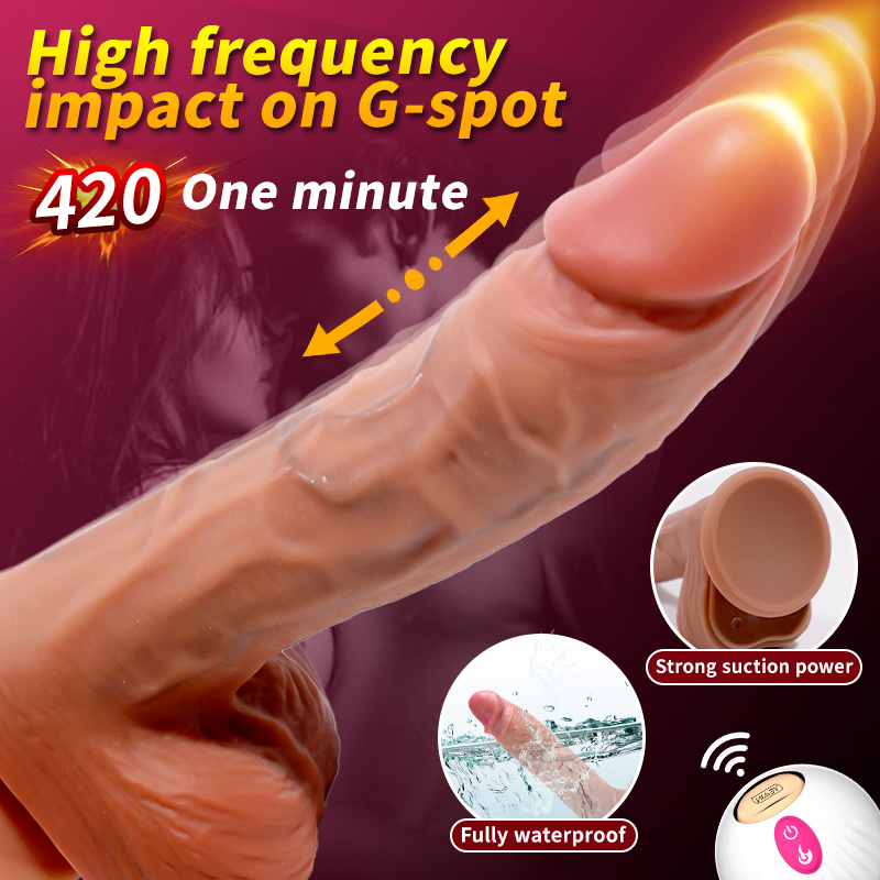 Wireless Auto Heated 9-speed Vibrating Silicone Dildo