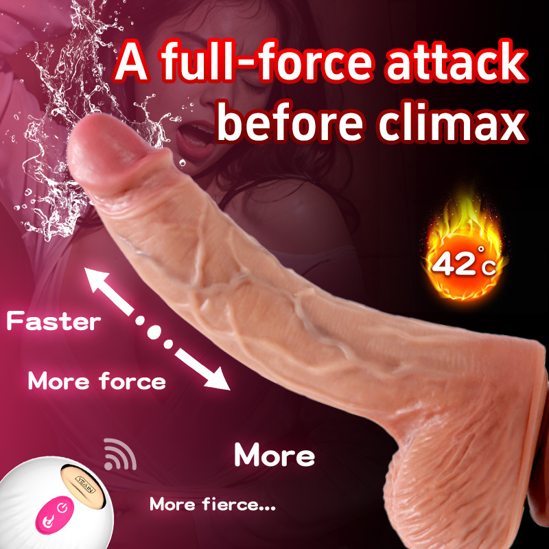 Wireless Auto Heated 9-speed Vibrating Silicone Dildo