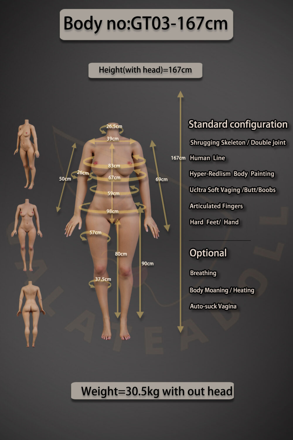 167cm/5ft48 Full Silicone Doll JS059-Warehouse(US)